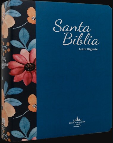 SANTA BIBLIA AZUL FLORES LETRA GIGANTE