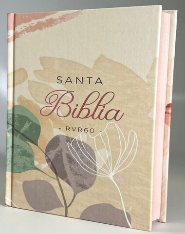 SANTA BIBLIA COLOR BEIS CON FLORES