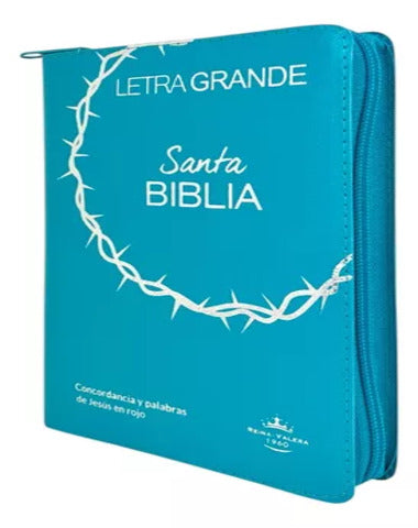 SANTA BIBLIA LG VINIL COLOR TURQUESA CON