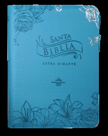 SANTA BIBLIA LG PIEL COLOR AZUL