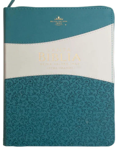 SANTA BIBLIA LG TURQUESA / BLANCO
