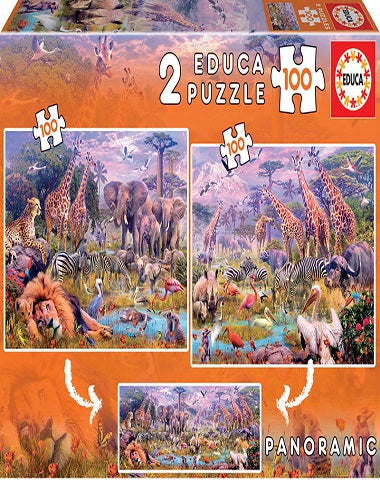 PUZZLE ANIMALES SALVAJES 2 X 100 PZ